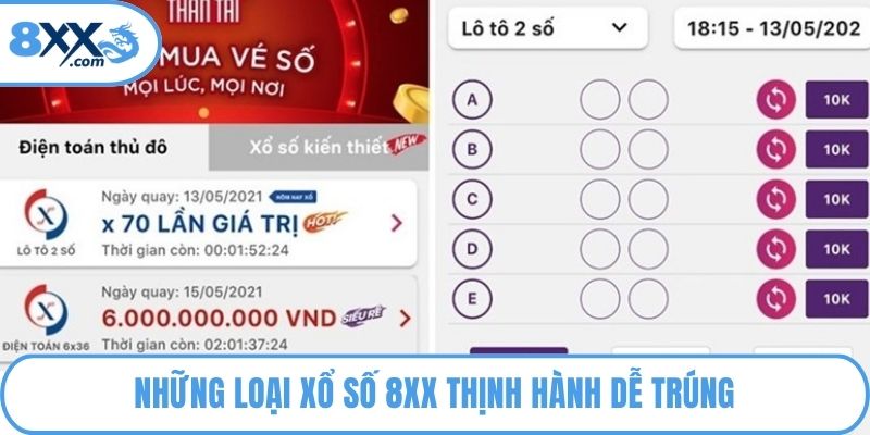 Những loại xổ số 8XX thịnh hành dễ  trúng